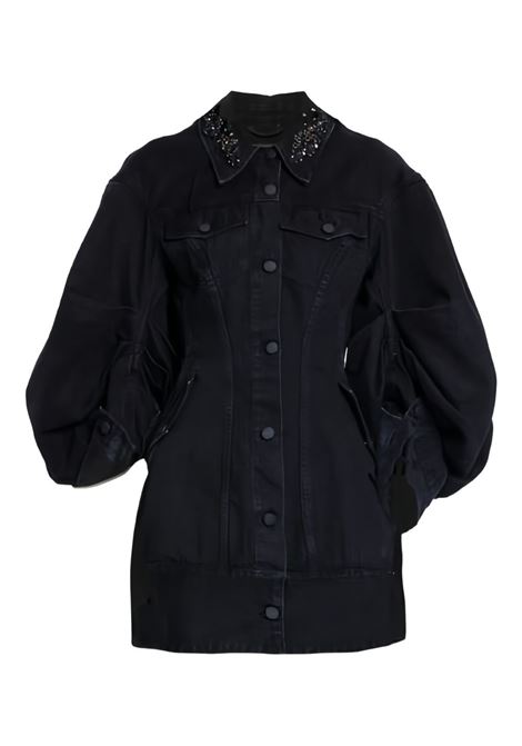 Cappotto corto in denim con cristalli in nero SImone Rocha -donna SIMONE ROCHA | 6113B1239BLKJT